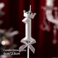 Silver number 1 birthday candle with crown and glitter bow, size 6cm x 2.6cm - Number Candle Silver Crown Bow 1