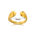 Minimalist 18k gold plated stainless steel open ring with 20mm inner diameter - Simple Polished Waterdrop End Style (JZ6212) / Gold