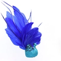 Paon décoratif de Noël bleu foncé avec paillettes brillantes et longues plumes - Nouveau Style 3 (Bleu)
