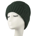 Deep green cable knit winter beanie for women with a warm and stretchy design - Adult / Dark Green