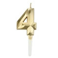 3D geometric number 4 birthday candle in gold metallic finish with cake stand stick - Number 4 / Gold