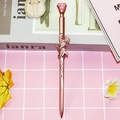 Creative rose gold weapon-shaped gel pen with pink gemstone and feather engraving detail - Red Diamond Sword / 0.5mm