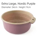 Extra large dual-layer kitchen drain basket in Nordic purple and cream white plastic - Large / Nordic Purple