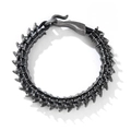 Pulsera punk vintage de columna de dragón con eslabones metálicos y cordón negro - Pulsera de Metal Completo Spine Bone