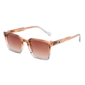Square sunglasses with brown gradient frames and metal diamond accents on temple - Tea Frame Tea Lens
