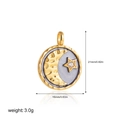Detailed view of two-tone celestial round charm with moon and star size measurements - CELESTIAL