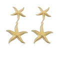 Close-up of golden starfish earrings with textured surface and double shell design - Style C: Gold 1 Pair