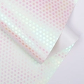 Papel de regalo blanco iridiscente con lunares rosas y textura de brillo centelleante - Puntos Rosas con Purpurina / 0.43x3m