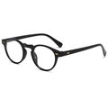 Détail de lunettes rondes vintage noires avec rivets dorés et pont en trou de serrure - Verre Plat / Monture Noir Brillant Verres Transparents