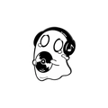Ghost enamel pin wearing black headphones and holding a vinyl record for Halloween - XZ3816-Record Ghost