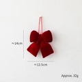 Red velvet Christmas bow ornament with hanging cord, measuring 14x12.5cm for tree decoration - Deluxe Small / Burgundy