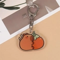 Porte-clés Capybara mignon en acrylique avec un capybara serrant un kaki - Style 4 [N° B236]