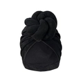 Turbante nero a tinta unita per donna con grande nodo a spirale e morbida trama vellutata - Nero