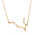 Golden titanium steel zodiac constellation necklace with small transparent stones - Gemini