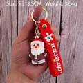 Christmas Santa Claus PVC keychain with red silicone strap and 5.3x3.5cm size details - Santa Claus-11