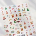 Autocollants d'ongles ours de Noël avec bonhommes de neige et sapins aquarelle - TS-3913 Ours de Noël