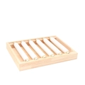 Wood ring display tray with six white padded cylinders for professional jewelry presentation - White Ring Bar Display Tray / White