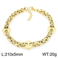 Bracelet chaîne byzantine dorée avec breloques losanges, dimensions de 210x5mm - Style B (KB210194-ZCG)