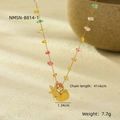 Detail of 18K gold necklace with colorful stones and starfish shell pendant charms - Necklace / Gold/Multicolor