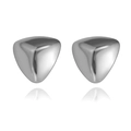 Sleek 3D chunky triangle stud earrings in polished silver finish for minimalist style - 3D Triangle / 3D Puff Triangle Silver