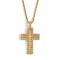 Collana con croce in acciaio inossidabile placcato oro 18K con strass per donna - Oro