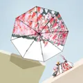 Ombrello parasole floreale compatto a 5 pieghe a doppio strato, design dipinto a mano - Nappa Rossa