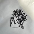 Decorazione per torta minimalista in acrilico nero con arte di linea del viso astratta. - Piccolo Nero 6
