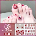 Detail von H140 3D Zehennagel-Stickern mit roten Herzen und silbernem Glitzer - H140 Rosa Glitzer Strass Herz