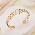 Elegant gold link chain open cuff bracelet in polished stainless steel finish - Chain / Gold