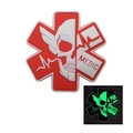 Luminous red and white PVC Medic skull patch with glow-in-the-dark tactical feature - Red White Luminous MEDIC