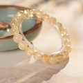 Polished yellow crystal beaded bracelet with natural ice textures and high transparency - 21# Bracelet - Yellow (8mm)