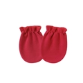 Pair of red newborn anti-scratch cotton mittens with elastic cuffs and soft knit texture - Red (Elastic Anti-Scratch Mittens)