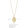 Golden 316L stainless steel Virgin Mary necklace with sparkling cubic zirconia pendant - Exquisite Oval Virgin Mary Style (HN0078G09)