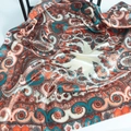 Foulard en satin de soie bohème 90x90cm avec motifs paisley vintage orange et bleu - 90*90cm / 5# Beige (Paisley Vintage)