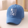 Detail of blue cotton baseball cap featuring high-quality white NICE letter embroidery - 52cm (Recommended 3-8 Years) / Blue