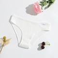 Slip da donna in cotone a coste bianche con morbida trama verticale e vita bassa - S / Bianco