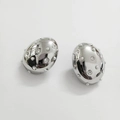 Pendientes ovalados plateados con circonitas brillantes y perlas blancas retro - Estilo Perla / Estilo de Plata con Perla