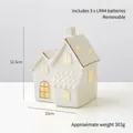Weißes Keramik-Weihnachtshaus mit Goldakzenten und warmem LED-Licht, Höhe 12,5 cm - Große Villa