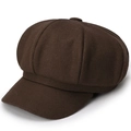 Gorra clásica de repartidor en lana marrón oscuro con diseño octogonal para mujer - Talla única / café