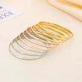 Set of 7 minimalist 3.6mm high-polished stainless steel bangles in gold, rose gold and silver - Inner Diameter 68mm / 9 Pieces Set / Mixed 3-Color