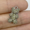Ciondolo a forma di orsetto d'argento con zirconi verdi per creazione gioielli fai-da-te - Argento Zirconia Verde Oliva