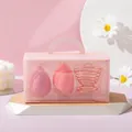 Pink makeup sponge set with teardrop blenders and rose gold stand in a gift box - Pink