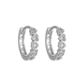 Elegant silver heart earrings with micro-paved cubic zirconia stones for women - Pave Heart Silver Hoop Earrings (02白KM-259)