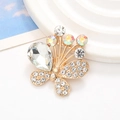 Accessorio a farfalla in lega di zinco dorata con cristalli e strass AB lucidi - D1116 Farfalla a Goccia d'Acqua Bianca