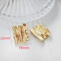 Detailed view of 14k gold plated irregular square earrings showing 22mm x 19mm dimensions - 1# Irregular Square - 1 Pair