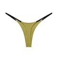 String femme en coton côtelé vert olive avec fines lanières noires contrastées - S / Jaune Citron