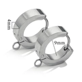 Silver 4mm wide polished stainless steel hoop earrings with 9mm inner diameter - Polished Stainless Steel / Steel Color 4x9mm