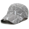 Grey mesh baseball cap with white geometric patterns and quick-dry breathable fabric - Gray