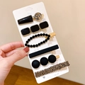 6-piece candy color hair clip set in black and gold with pearls and rhinestones - Smart Black (6 Piece Set)