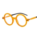 Retro round frame sunglasses in transparent amber with sleek black temples for men and women - C6 Orange Frame Transparent Lens